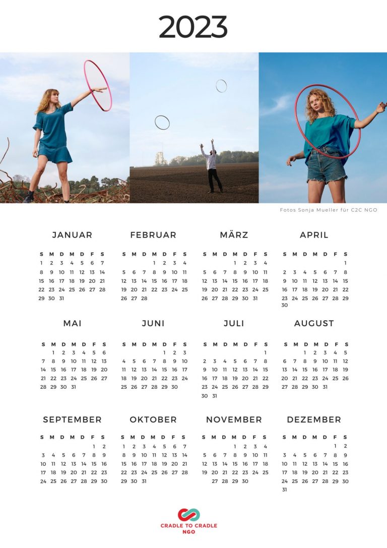 2023 Kalender mit Fotos von Personen mit Reifen