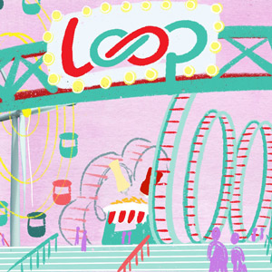 Loop colorful picture amusement park entrance