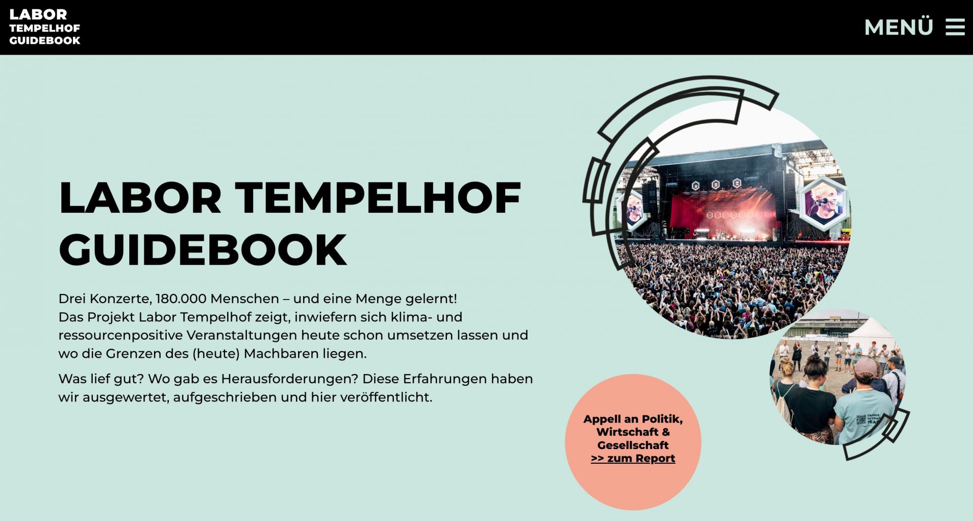 Screenshot Webseite Labor tempelhof Guidebook Titel